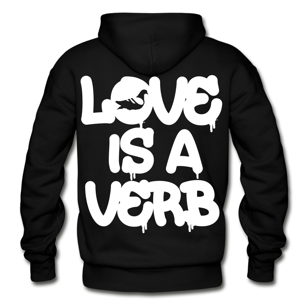 "Love is a Verb" Heavy Blend Adult Hoodie - black