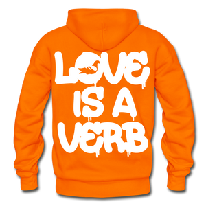 "Love is a Verb" Heavy Blend Adult Hoodie - orange