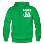 "Love is a Verb" Heavy Blend Adult Hoodie - kelly green