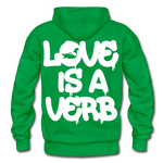 "Love is a Verb" Heavy Blend Adult Hoodie - kelly green