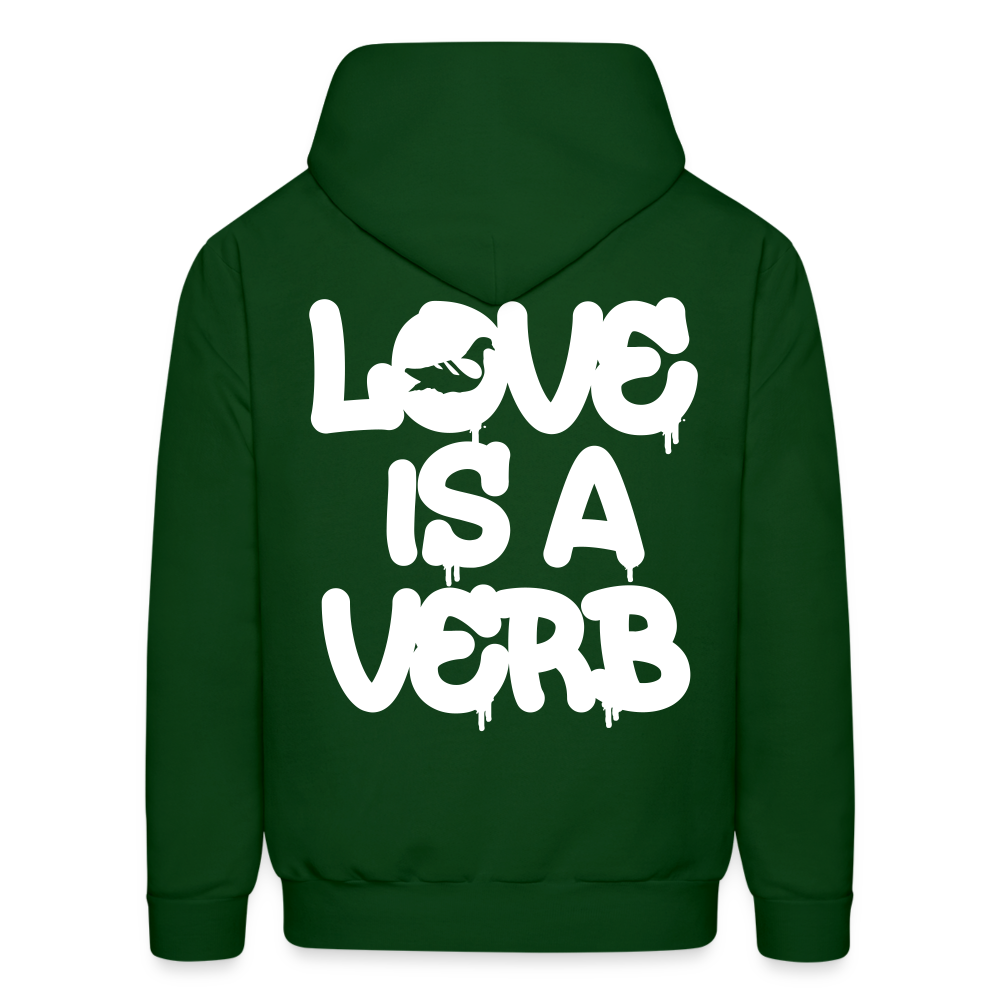 "Love is a Verb" Heavy Blend Adult Hoodie - forest green