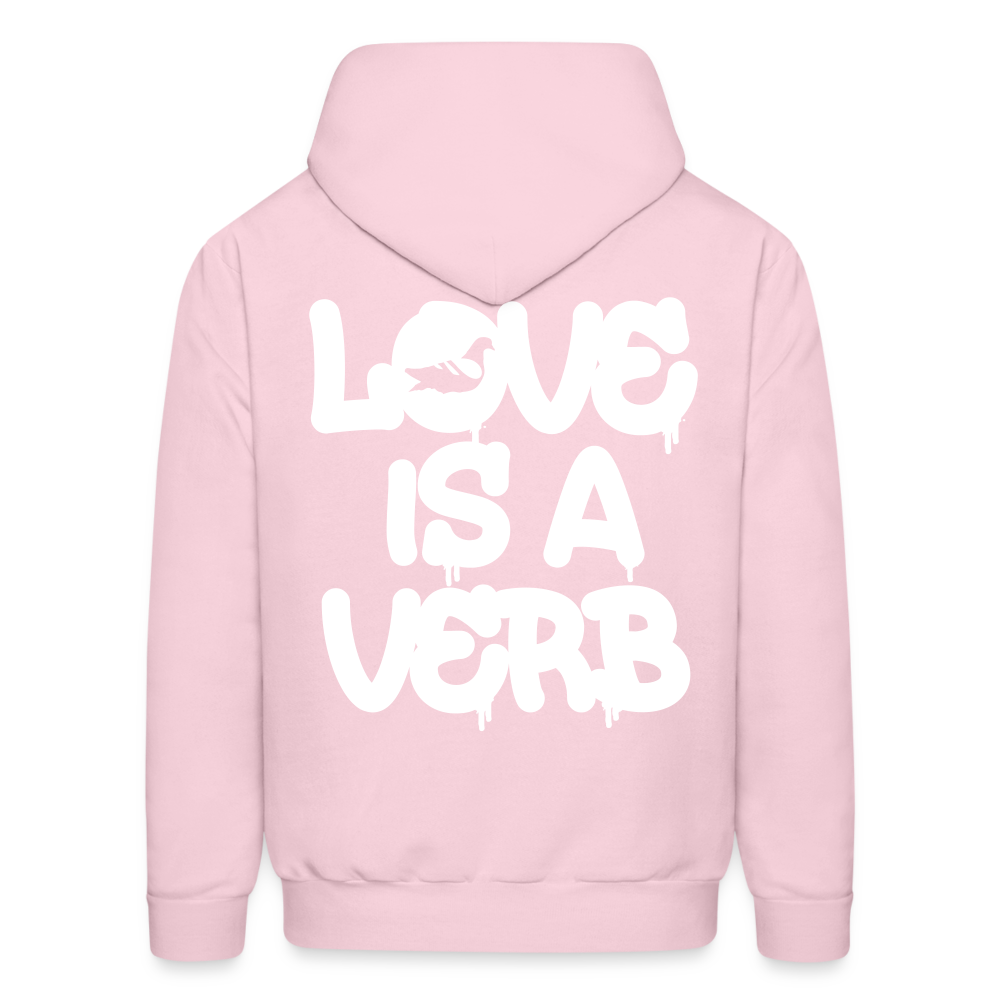 "Love is a Verb" Heavy Blend Adult Hoodie - pale pink