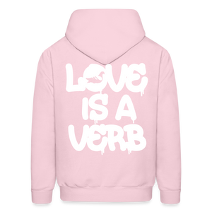 "Love is a Verb" Heavy Blend Adult Hoodie - pale pink