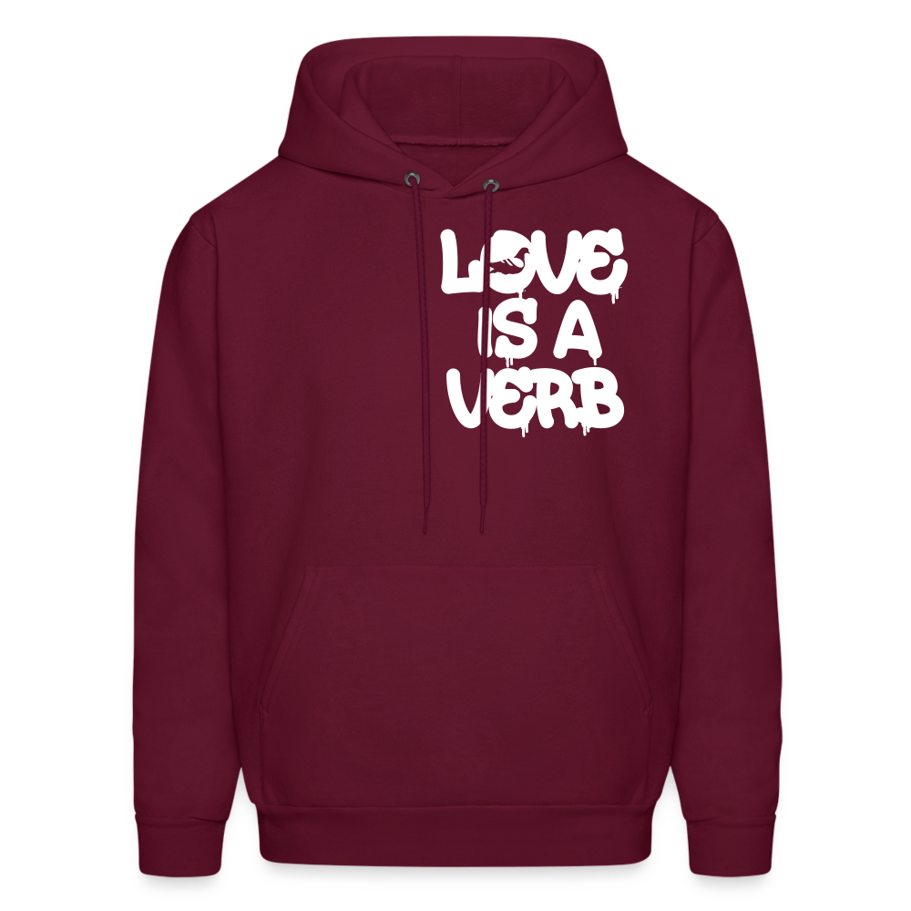 "Love is a Verb" Heavy Blend Adult Hoodie - burgundy