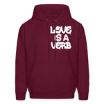 "Love is a Verb" Heavy Blend Adult Hoodie - burgundy