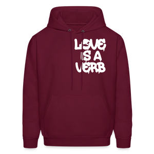 "Love is a Verb" Heavy Blend Adult Hoodie - burgundy