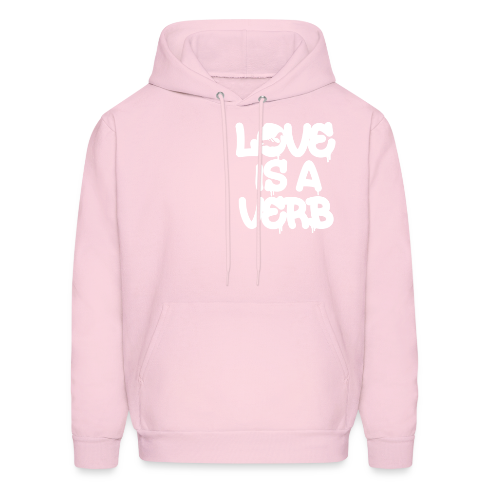 "Love is a Verb" Heavy Blend Adult Hoodie - pale pink