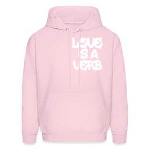 "Love is a Verb" Heavy Blend Adult Hoodie - pale pink