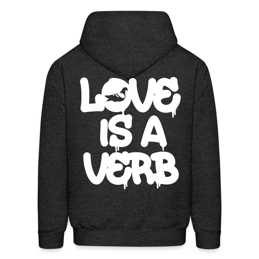 "Love is a Verb" Heavy Blend Adult Hoodie - charcoal grey