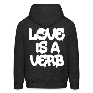 "Love is a Verb" Heavy Blend Adult Hoodie - charcoal grey