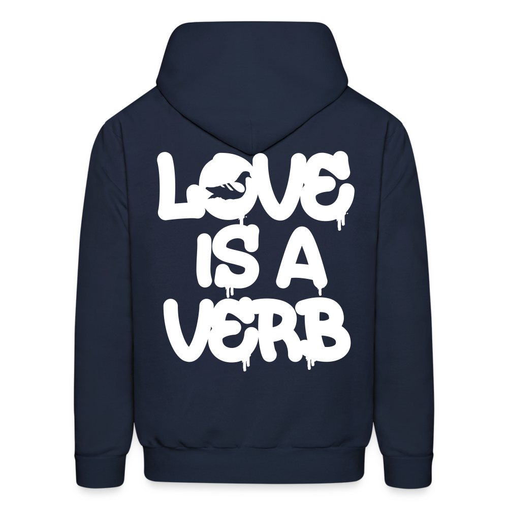 "Love is a Verb" Heavy Blend Adult Hoodie - navy