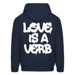 "Love is a Verb" Heavy Blend Adult Hoodie - navy