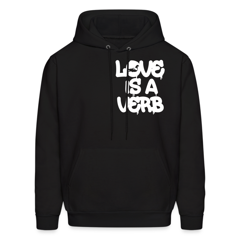 "Love is a Verb" Heavy Blend Adult Hoodie - black