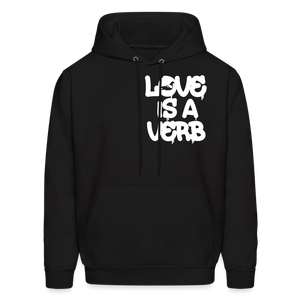 "Love is a Verb" Heavy Blend Adult Hoodie - black