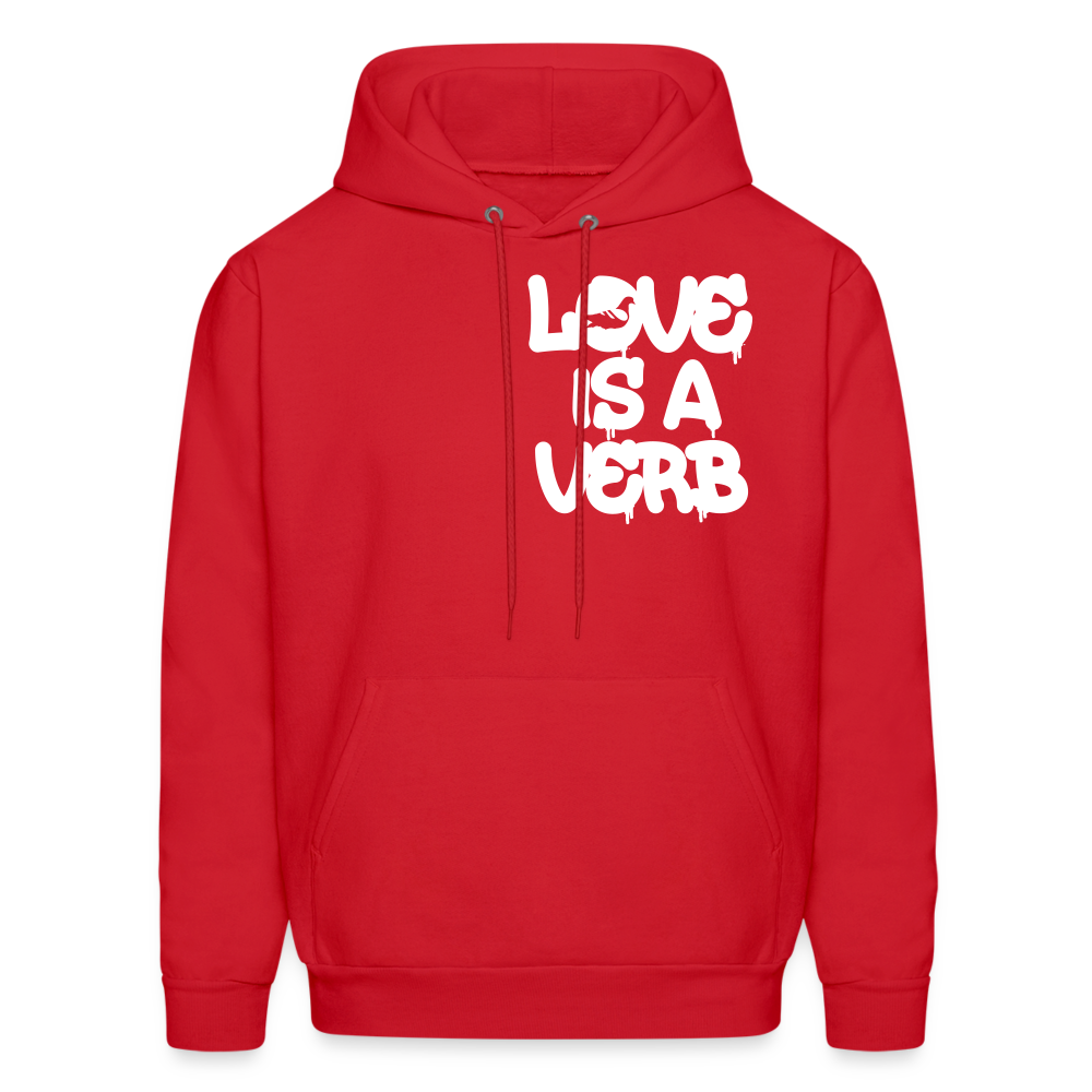 "Love is a Verb" Heavy Blend Adult Hoodie - red