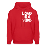 "Love is a Verb" Heavy Blend Adult Hoodie - red