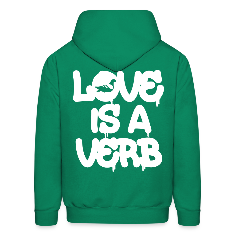 "Love is a Verb" Heavy Blend Adult Hoodie - kelly green