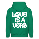 "Love is a Verb" Heavy Blend Adult Hoodie - kelly green