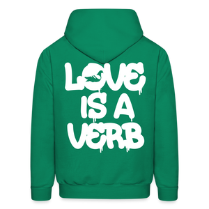 "Love is a Verb" Heavy Blend Adult Hoodie - kelly green