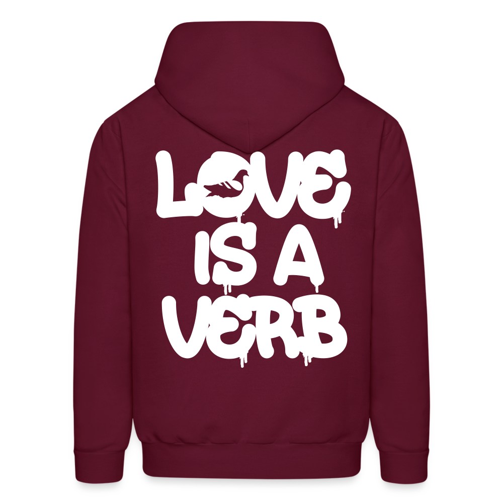 "Love is a Verb" Heavy Blend Adult Hoodie - burgundy