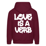 "Love is a Verb" Heavy Blend Adult Hoodie - burgundy