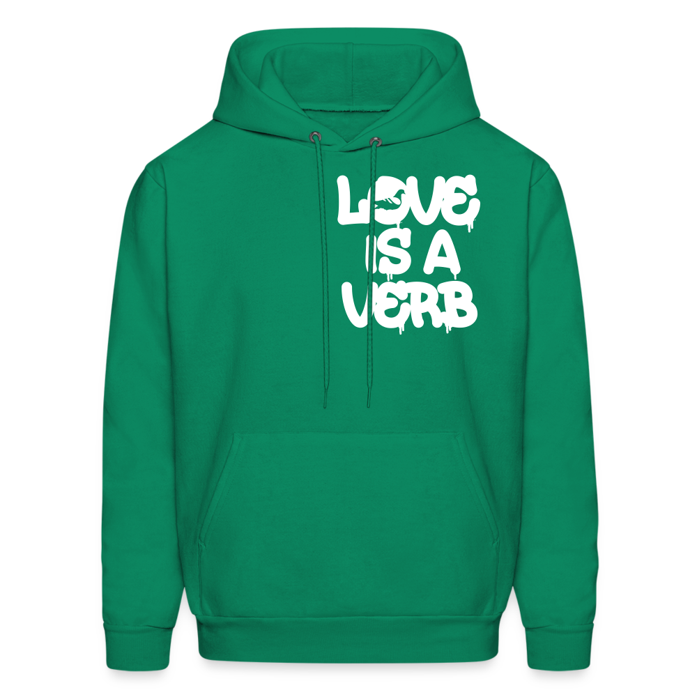 "Love is a Verb" Heavy Blend Adult Hoodie - kelly green