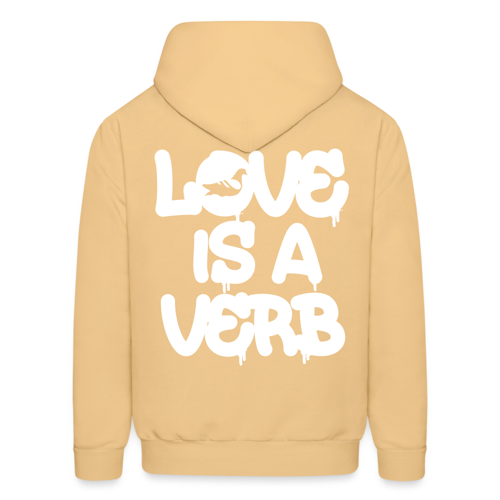 "Love is a Verb" Heavy Blend Adult Hoodie - light gold 