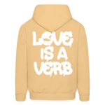 "Love is a Verb" Heavy Blend Adult Hoodie - light gold 