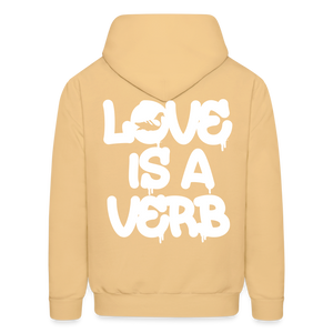 "Love is a Verb" Heavy Blend Adult Hoodie - light gold 