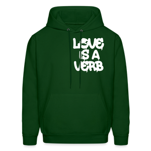 "Love is a Verb" Heavy Blend Adult Hoodie - forest green