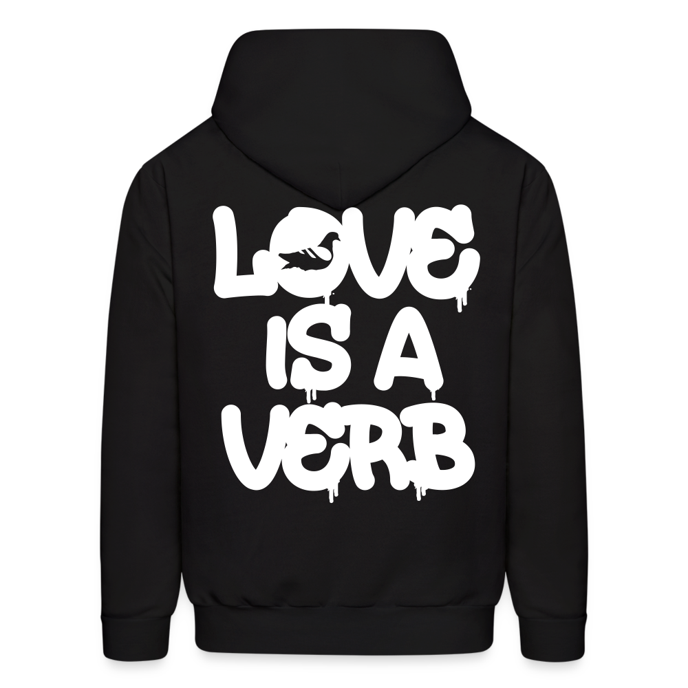 "Love is a Verb" Heavy Blend Adult Hoodie - black