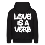 "Love is a Verb" Heavy Blend Adult Hoodie - black