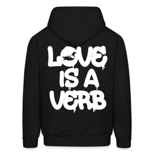 "Love is a Verb" Heavy Blend Adult Hoodie - black