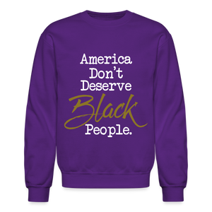 America Don't Crewneck Sweatshirt - purple