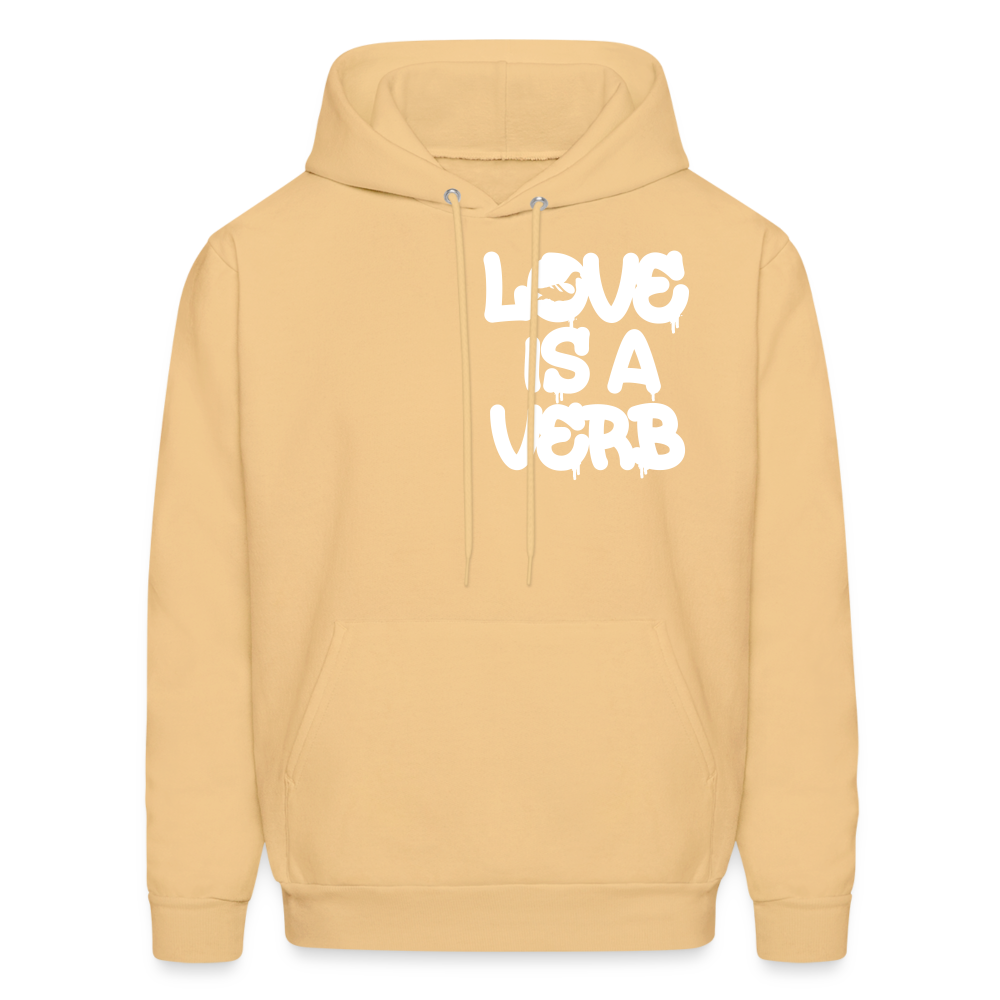 "Love is a Verb" Heavy Blend Adult Hoodie - light gold 