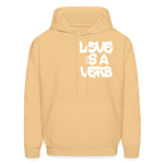 "Love is a Verb" Heavy Blend Adult Hoodie - light gold 