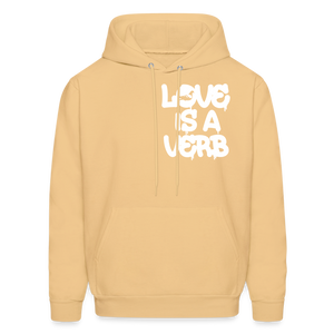 "Love is a Verb" Heavy Blend Adult Hoodie - light gold 