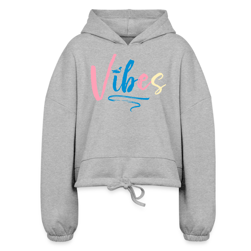 Vibes Cropped Hoodie - heather gray