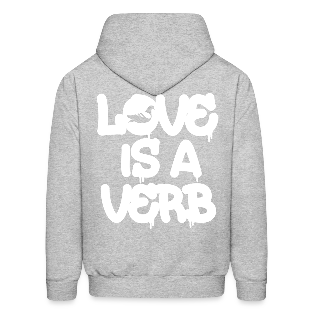 "Love is a Verb" Heavy Blend Adult Hoodie - heather gray