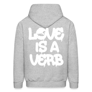 "Love is a Verb" Heavy Blend Adult Hoodie - heather gray