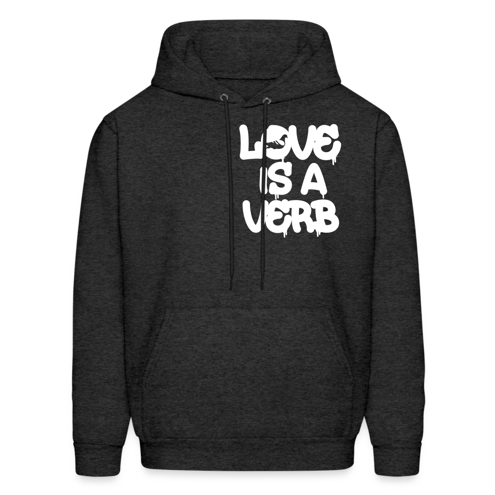 "Love is a Verb" Heavy Blend Adult Hoodie - charcoal grey