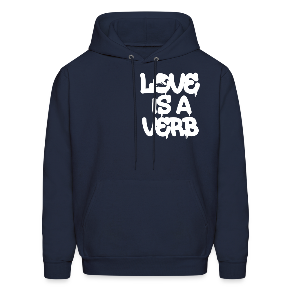 "Love is a Verb" Heavy Blend Adult Hoodie - navy