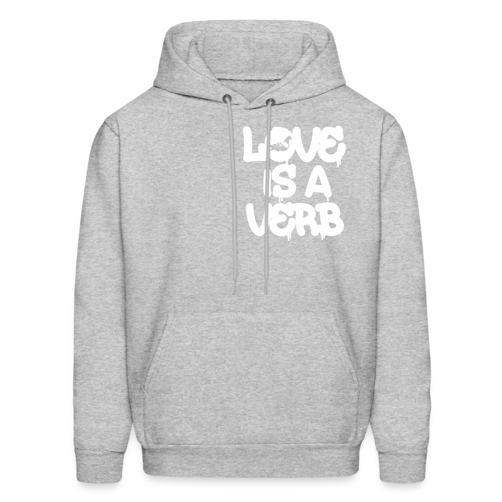 "Love is a Verb" Heavy Blend Adult Hoodie - heather gray