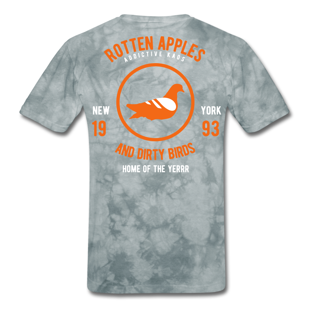 Rotten Apples and Dirty Birds T-Shirt - grey tie dye