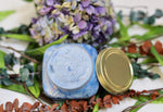 A perfect blend of Shea Butter, Coconut Oil mixed with Sweet Almond oil and Grapeseed Oil.  The fusion of butters along with cosmetic grade mica powder melts into the skin leaving you with a radiant glow.     Ingredients: ﻿Shea, Cocoa Butter, Organic Coconut Oil, Vitamin E, Sweet Almond Oil, Grapeseed Oil, Cosmetic Grade Shimmer and Fragrance     The Perfect Whipped Body Butter