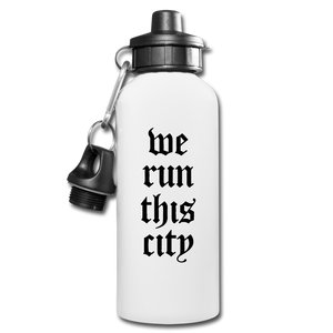 We Run This City Water Bottle - white