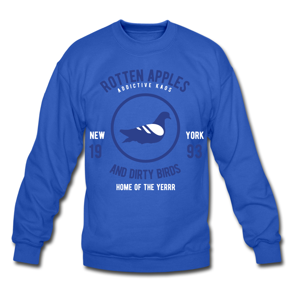Rotten Apples and Dirty Birds Crewneck Sweatshirt - royal blue