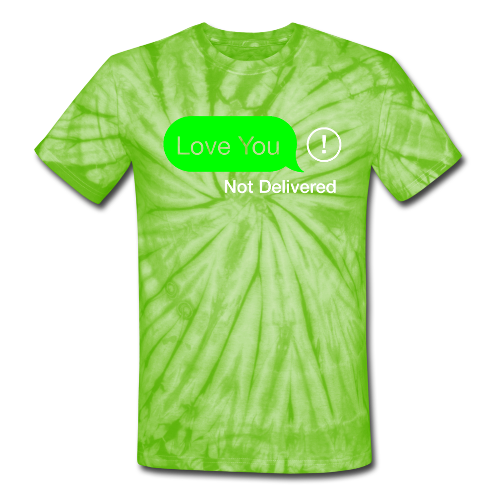 Love You Tie Dye T-Shirt - spider lime green