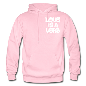 "Love is a Verb" Heavy Blend Adult Hoodie - light pink