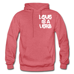 "Love is a Verb" Heavy Blend Adult Hoodie - heather red